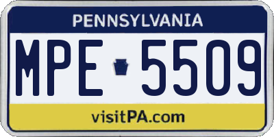 PA license plate MPE5509
