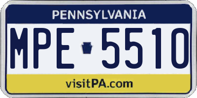 PA license plate MPE5510
