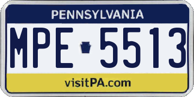 PA license plate MPE5513