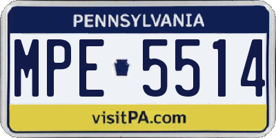 PA license plate MPE5514