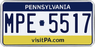PA license plate MPE5517