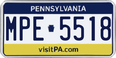 PA license plate MPE5518