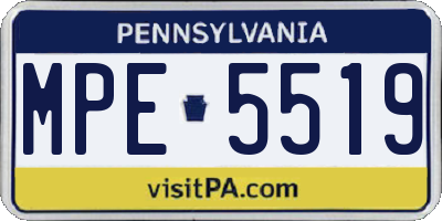 PA license plate MPE5519