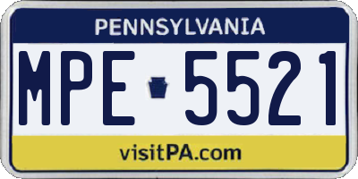 PA license plate MPE5521
