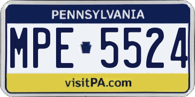PA license plate MPE5524