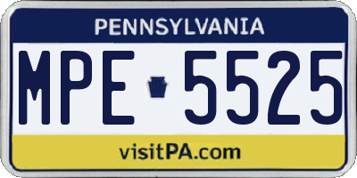PA license plate MPE5525