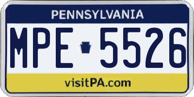 PA license plate MPE5526