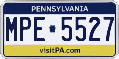 PA license plate MPE5527