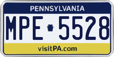 PA license plate MPE5528