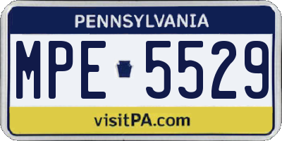 PA license plate MPE5529