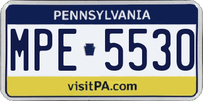 PA license plate MPE5530