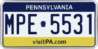PA license plate MPE5531
