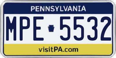 PA license plate MPE5532