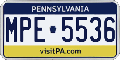 PA license plate MPE5536