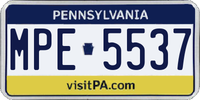 PA license plate MPE5537