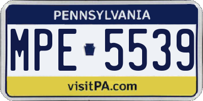 PA license plate MPE5539