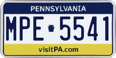PA license plate MPE5541