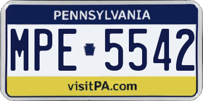 PA license plate MPE5542