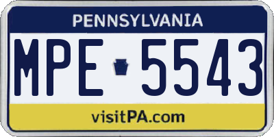 PA license plate MPE5543