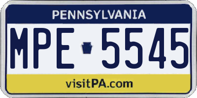 PA license plate MPE5545