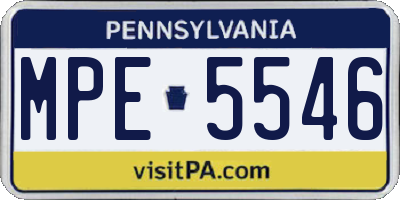 PA license plate MPE5546