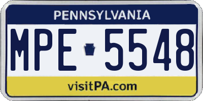 PA license plate MPE5548