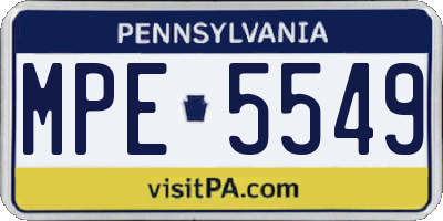 PA license plate MPE5549