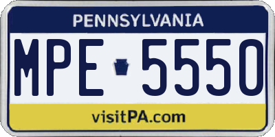 PA license plate MPE5550