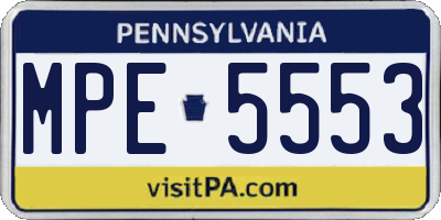 PA license plate MPE5553