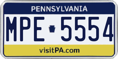 PA license plate MPE5554