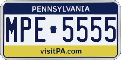 PA license plate MPE5555