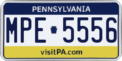 PA license plate MPE5556