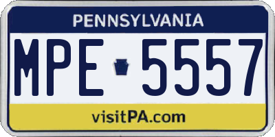 PA license plate MPE5557