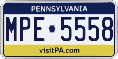 PA license plate MPE5558