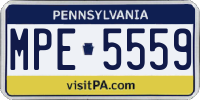 PA license plate MPE5559