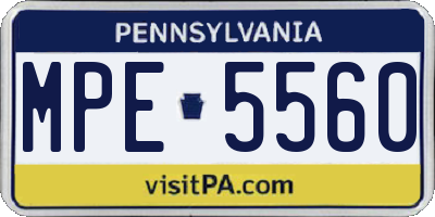 PA license plate MPE5560