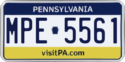PA license plate MPE5561