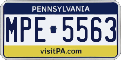 PA license plate MPE5563