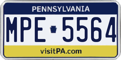 PA license plate MPE5564