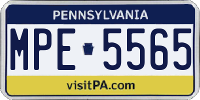 PA license plate MPE5565