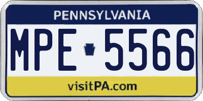PA license plate MPE5566