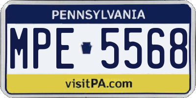 PA license plate MPE5568