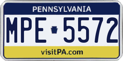 PA license plate MPE5572