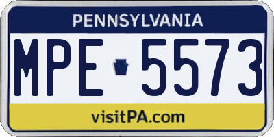 PA license plate MPE5573