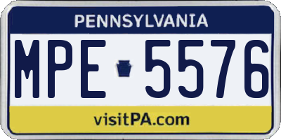 PA license plate MPE5576
