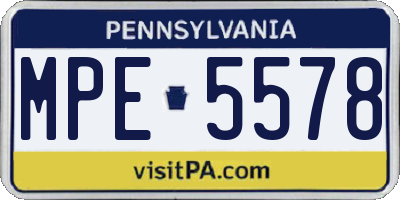 PA license plate MPE5578