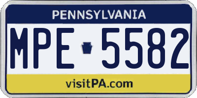 PA license plate MPE5582