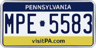 PA license plate MPE5583