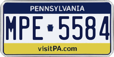 PA license plate MPE5584