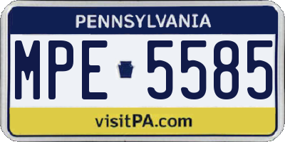 PA license plate MPE5585